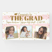 Abschluss Glückwunsch 3 Fotos Gold Glitzer Streife Banner (Horizontal)