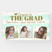 Abschluss Glückwunsch 3 Fotos Gold Glitzer Streife Banner (Horizontal)