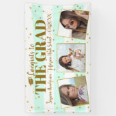 Abschluss Glückwunsch 3 Fotos Gold Glitzer Streife Banner (Vertikal)