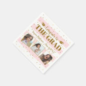 Abschluss Glückwunsch 3 Fotos Gold Glitzer Streife Serviette (Ecke)