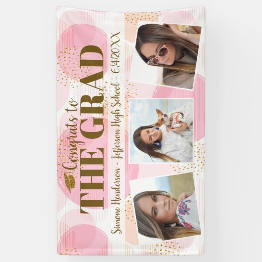 Abschluss Glückwunsch Benutzerdefinierte Fotos Ros Banner (Vertikal)