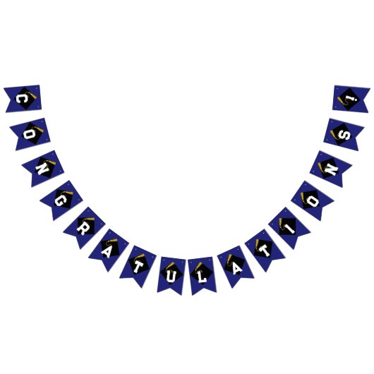 Abschluss Glückwunsch Blaue Jagdfahnen Wimpelkette (Alle)