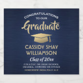 Abschluss Glückwunsch Brushed Navy Blue Gold & Whi Bierflaschenetikett (Einzelnes Label)