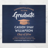 Abschluss Glückwunsch Brushed Navy Blue White Copp Bierflaschenetikett (Einzelnes Label)