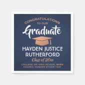 Abschluss Glückwunsch Brushed Navy Blue White Copp Serviette (Vorderseite)