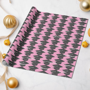 Abschluss Glückwunsch Cap Pink Wrapping Paper Geschenkpapier