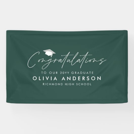 Abschluss Glückwunsch, einfach, modern grün Banner (Horizontal)