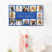 Abschluss Glückwunsch Foto Collage Royal Blue Gold Banner (Insitu)