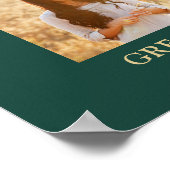 Abschluss Glückwunsch FotoCollage Green und Gold Poster (Ecke)
