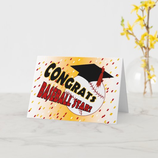 Abschluss-Glückwunsch für einen Baseball-Stern Karte (Gelbe Blume)