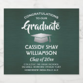 Abschluss-Glückwunsch gebürstet dunkelgrün und wei Bierflaschenetikett (Einzelnes Label)