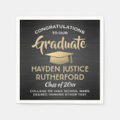 Abschluss-Glückwunsch gebürstet Schwarz-Gold und W Serviette (Vorderseite)