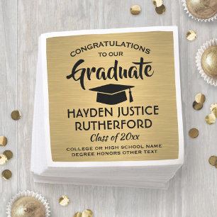 Abschluss Glückwunsch gegossen Elegantes Gold und Serviette