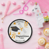 Abschluss Glückwunsch Grad Cap Diploma Stars Custo Pappteller (Party)