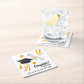 Abschluss Glückwunsch Grad Cap Diploma Stars Custo Rechteckiger Pappuntersetzer (Vor Ort)