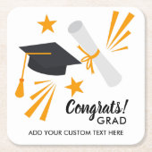 Abschluss Glückwunsch Grad Cap Diploma Stars Custo Rechteckiger Pappuntersetzer (Vorderseite)