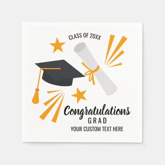 Abschluss Glückwunsch Grad Cap Diploma Stars Custo Serviette (Vorderseite)