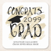 Abschluss GLÜCKWUNSCH GRAD Class Year Typografy Rechteckiger Pappuntersetzer (Vorderseite)