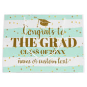 Abschluss Glückwunsch Grad Gold Glitzer Streifen Große Geschenktüte (Vorderseite)