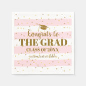 Abschluss Glückwunsch Grad Gold Glitzer Streifen Serviette (Vorderseite)