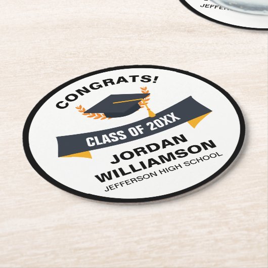 Abschluss Glückwunsch Grad Klasse von 20XX Custom Runder Pappuntersetzer (Angewinkelt)