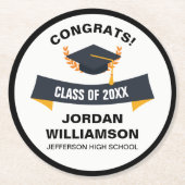 Abschluss Glückwunsch Grad Klasse von 20XX Custom Runder Pappuntersetzer (Vorderseite)