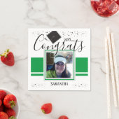 Abschluss Glückwunsch GRAD Name und Foto grün Serviette (Beispiel)