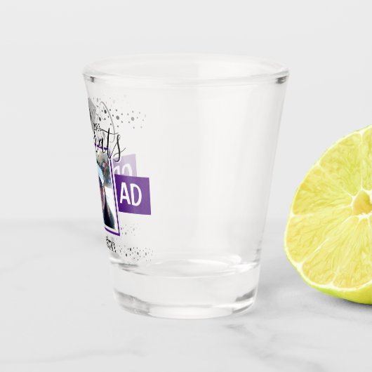 Abschluss Glückwunsch GRAD Name und Foto Lila Schnapsglas (Rechts)