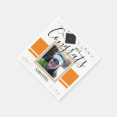 Abschluss Glückwunsch GRAD Name und Foto Orange Serviette (Ecke)