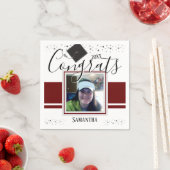 Abschluss Glückwunsch GRAD Name und Foto Wein Serviette (Beispiel)