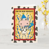 Abschluss Glückwunsch Graduate Cartoon Cow Karte (Gelbe Blume)