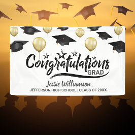 Abschluss Glückwunsch Grand Black Gold Ballon Cust Banner