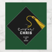 Abschluss Glückwunsch Grünes Weinetikett (Einzelnes Label)