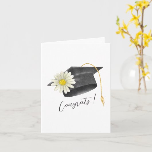 Abschluss Glückwunsch Kappe mit Blume Karte (Gelbe Blume)