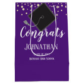 Abschluss-Glückwunsch-Klasse von 2020 Lila Mittlere Geschenktüte (Rückseite)