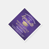 Abschluss-Glückwunsch Lila Gold und Weiß gebürstet Serviette (Ecke)