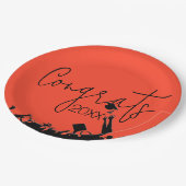 Abschluss-Glückwunsch mit Im Flugzeug Verschlusska Pappteller (Schrägansicht)