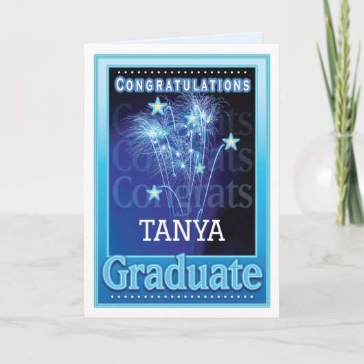 Abschluss Glückwunsch Name Firework anpassen Karte (Vorderseite)