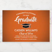 Abschluss Glückwunsch Orange White Black Mini Spli Schaumweinetikett (Einzelnes Label)