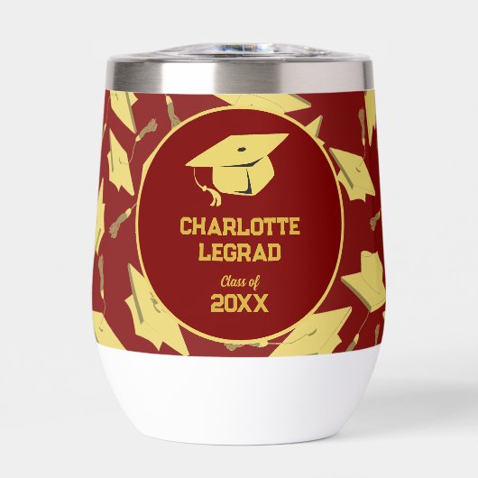 Abschluss Glückwunsch personalisieren Maroon Gold (Vorderseite)