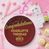 Abschluss Glückwunsch personalisieren Maroon Gold Pappteller (Party)