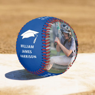Abschluss Glückwunsch Personalisiert Foto Blau Baseball