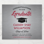 Abschluss Glückwunsch rot und schwarz gebürstet Bierflaschenetikett (Einzelnes Label)