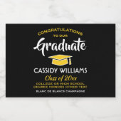 Abschluss Glückwunsch Schwarz Gelb Mini Split Schaumweinetikett (Einzelnes Label)