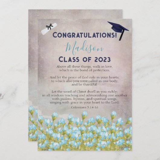 Abschluss Glückwunsch Scripting Grußkarte Einladung (Vorne/Hinten)