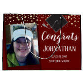 Abschluss Glückwunsch Zwei Foto große Geschenktasc Große Geschenktüte (Rückseite)