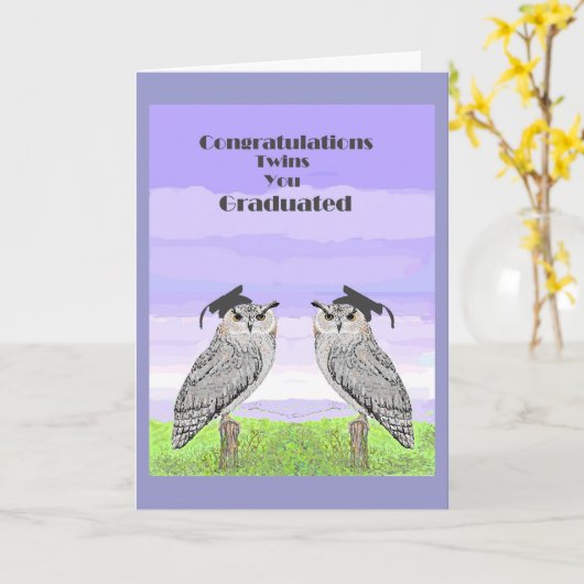 Abschluss-Glückwunsch-Zwillinge Karte (Gelbe Blume)