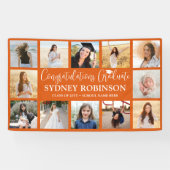 Abschluss Glückwünsche 12 Foto-Collage Orange Banner (Horizontal)