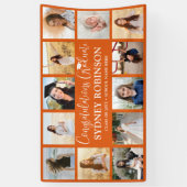 Abschluss Glückwünsche 12 Foto-Collage Orange Banner (Vertikal)