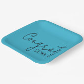 Abschluss-Glückwünsche auf Aquamarin Pappteller (Gewinkelt)